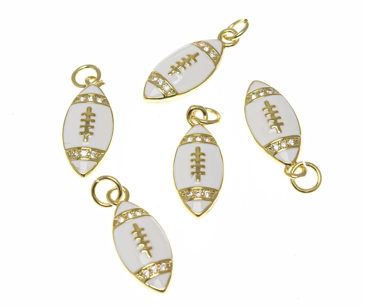 Football Charm 18k White CZ