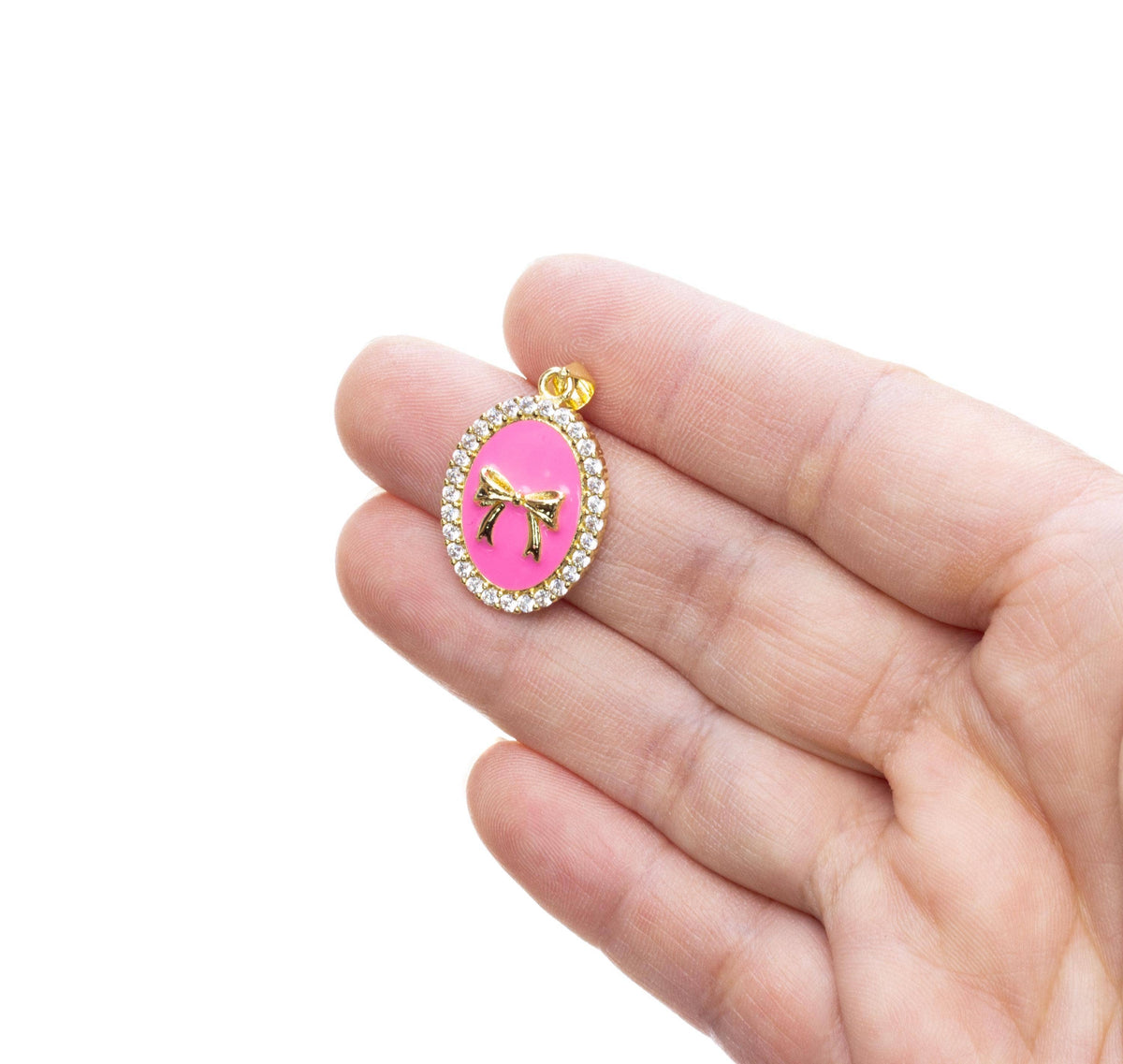 Pink and Gold Ribbon Bow Tie Charm