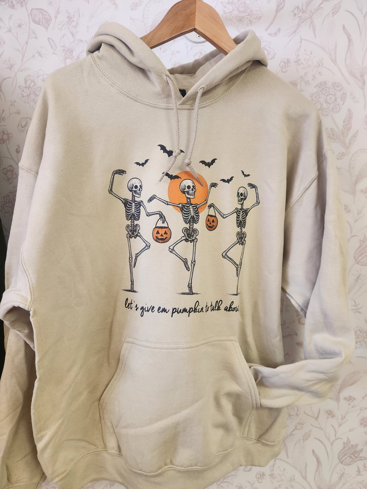 "Lets givem pumpkin to talk about" 3 Skeleton Hoodie Sweatshirt