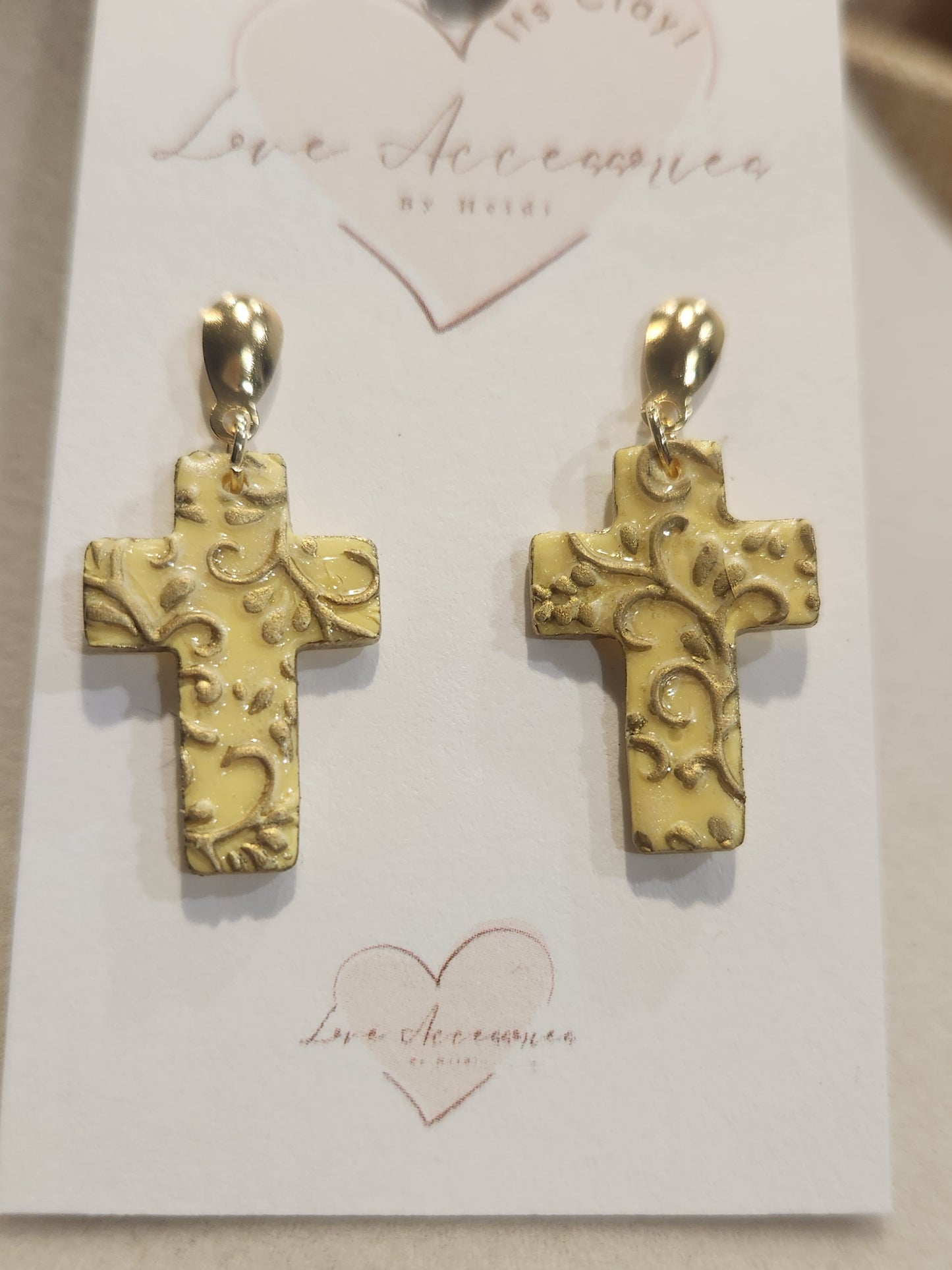 Golden Vine Cross Earrings