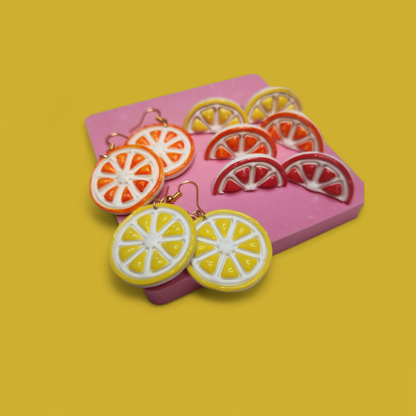 Whole Lemon Slice Dangles Earrings