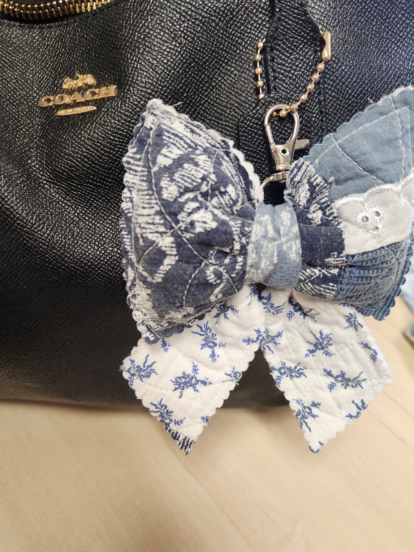 Denim style Bow Bag Charms