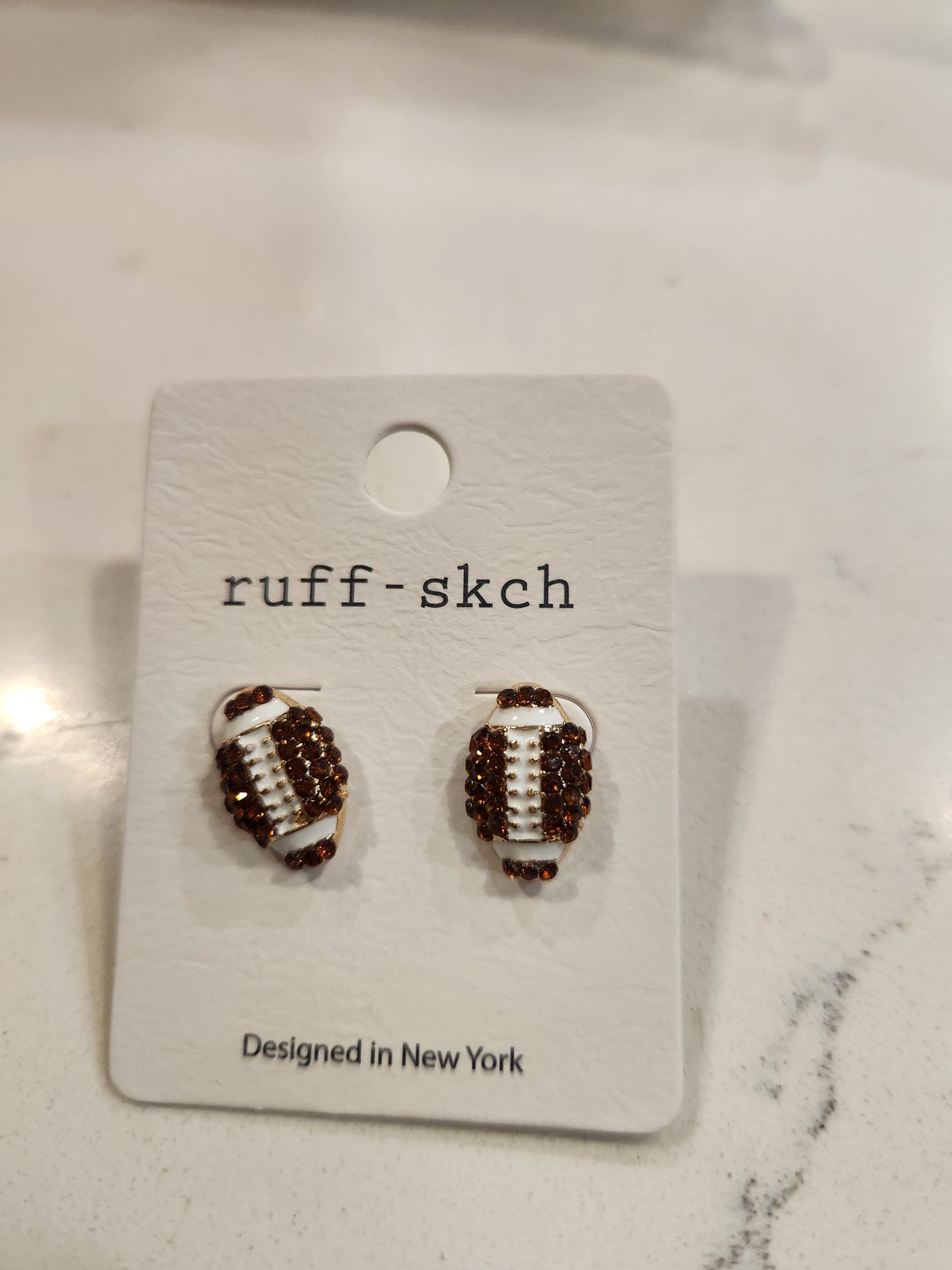 Football Sparkly Stud Earrings