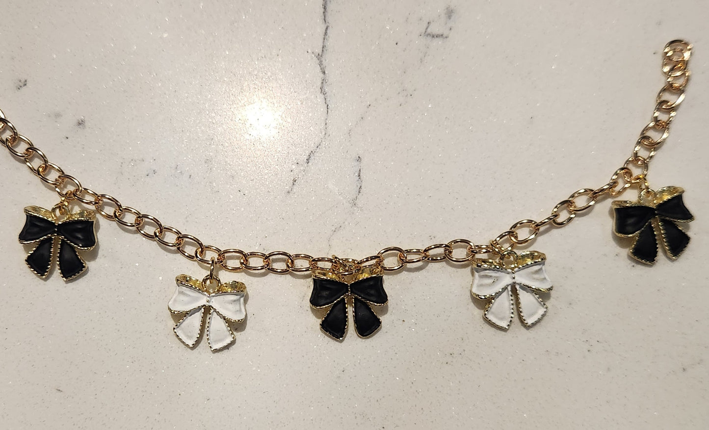 Black & White Gold Bow Bracelet
