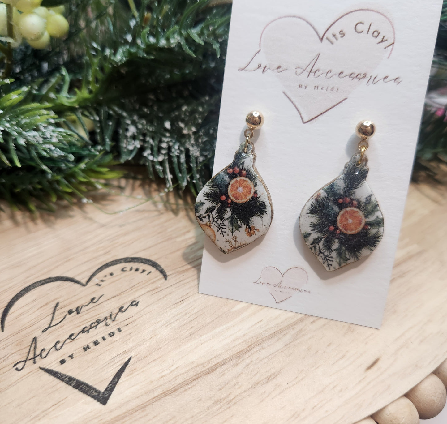 Holiday orange Spice ornament shape Dangle Earrings