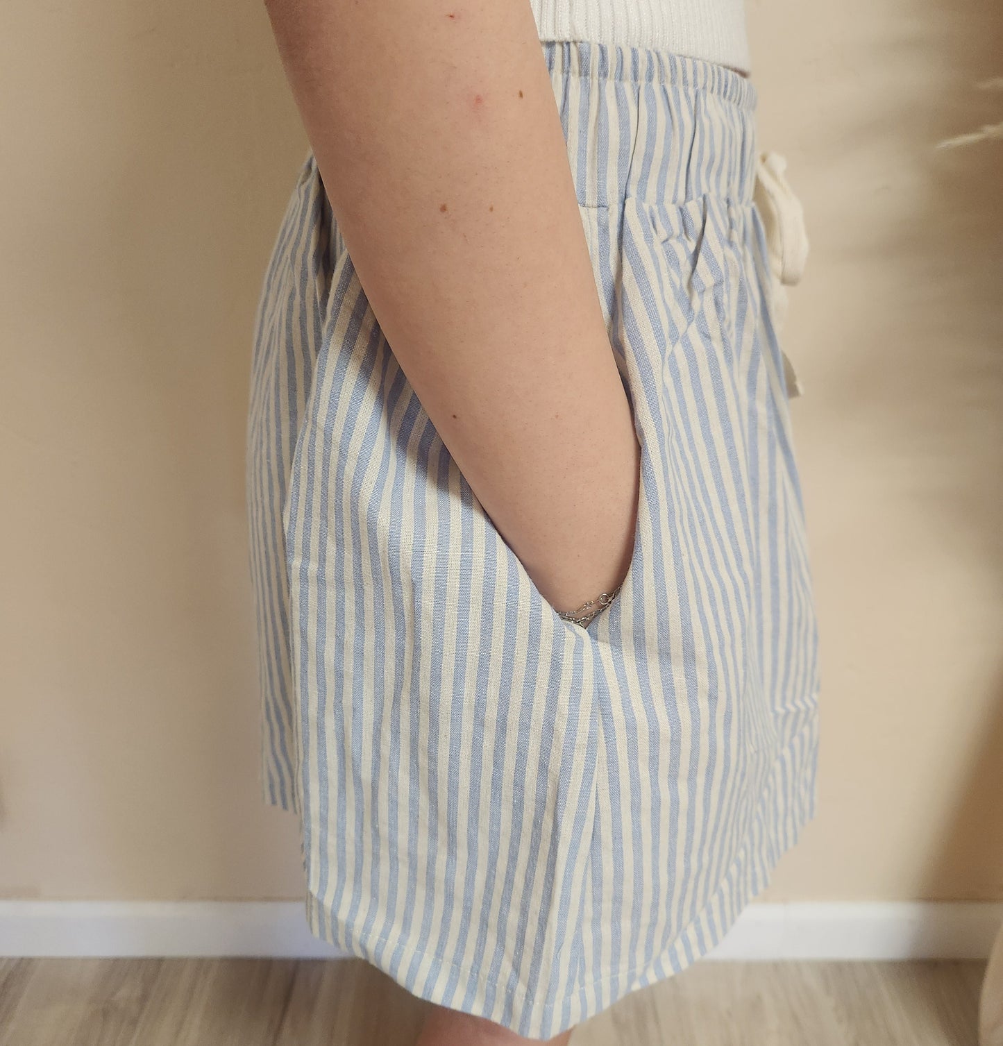 Comfy Boxer Style Blue Striped Shorts