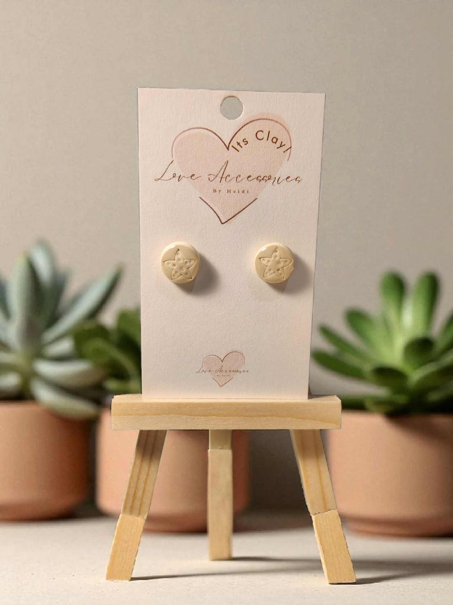 Sand Dollar Button Stud Earrings Pearl Color