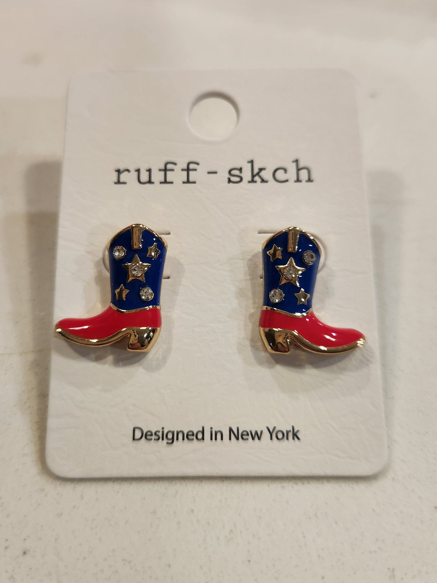 Red/White/ & Boots stud earrings