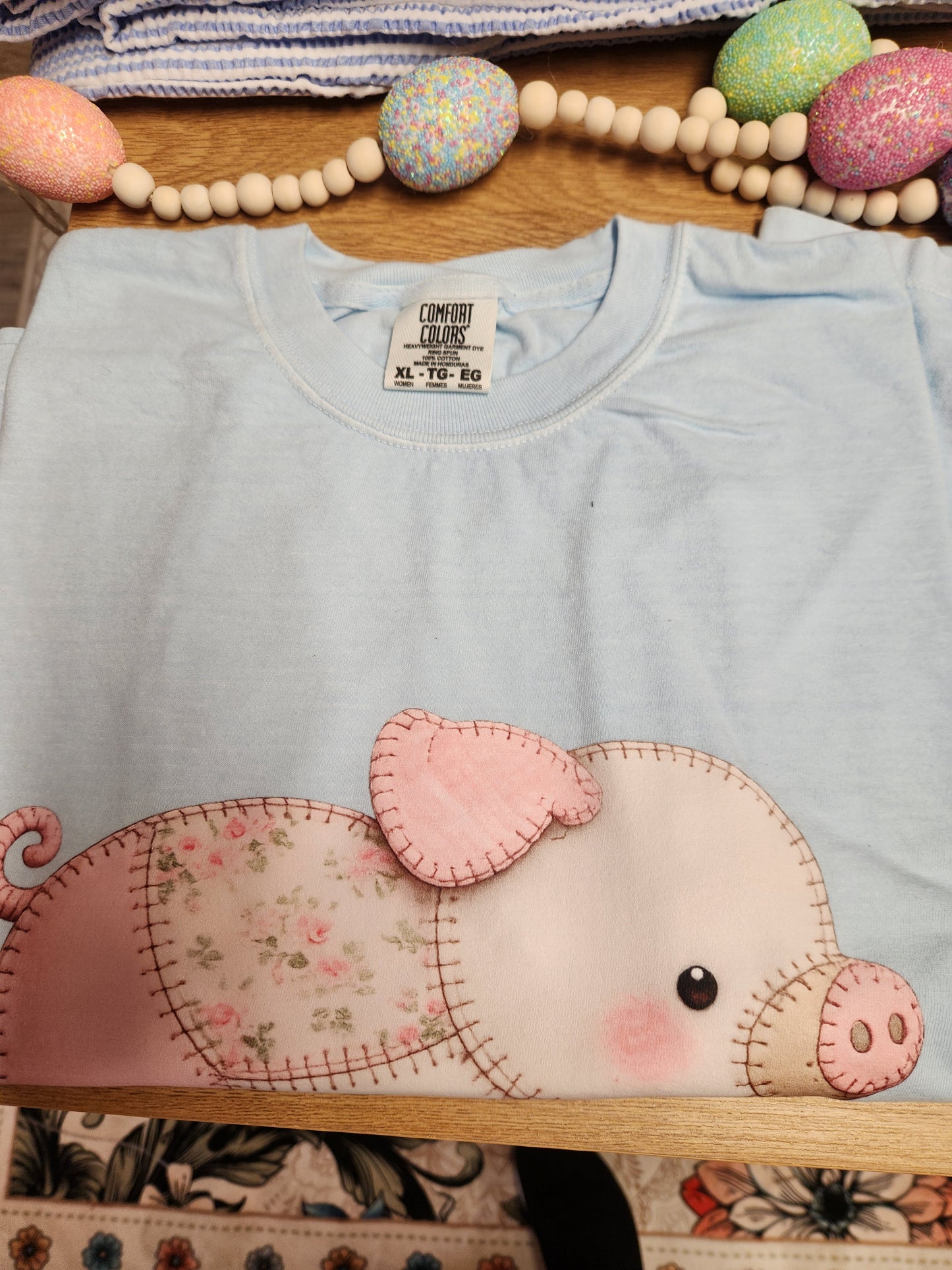 Sky Blue Stich Patchwork Piggy