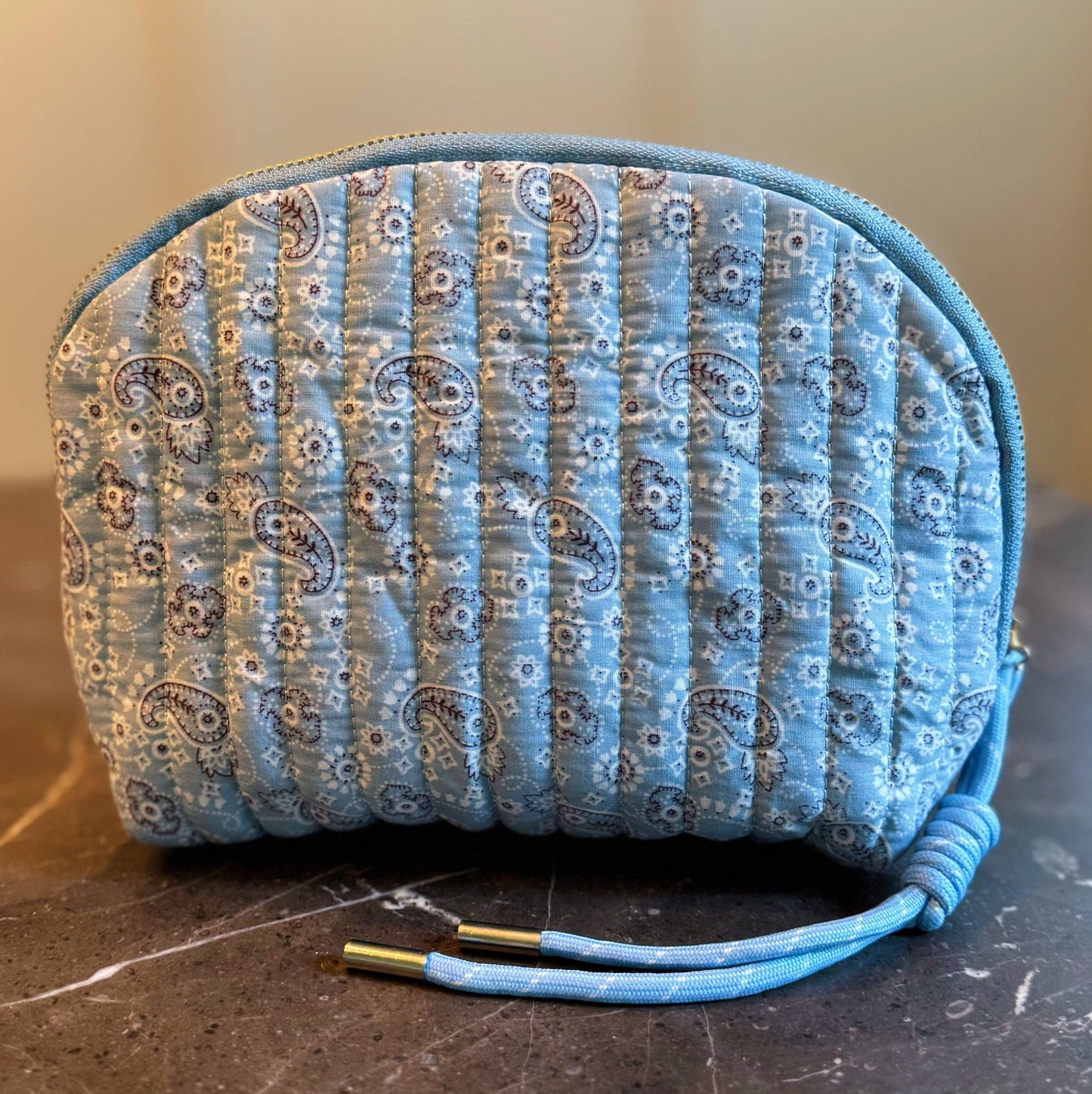 Quilted Paisley Cosmetic Case Soft Curve.