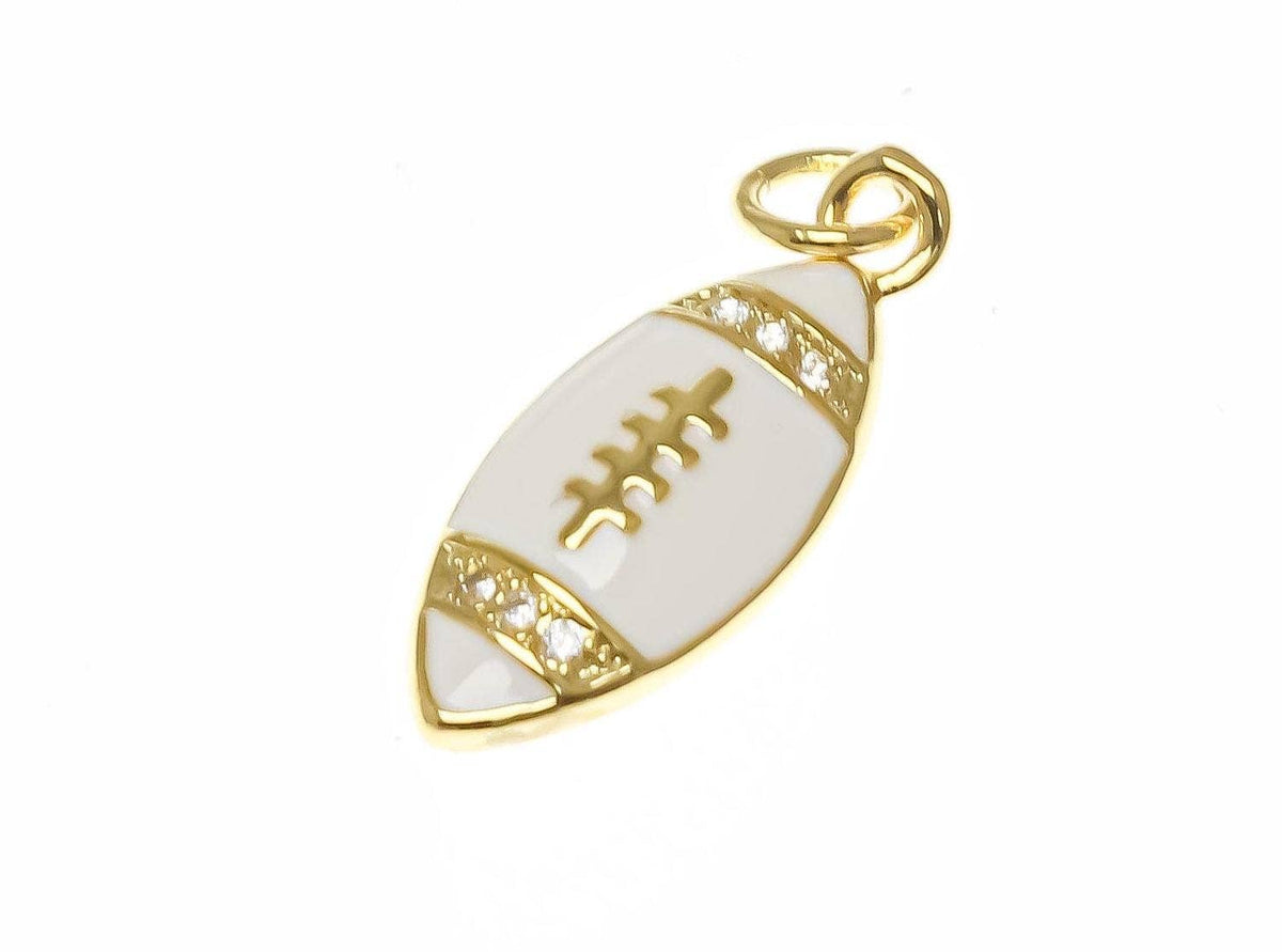 Football Charm 18k White CZ