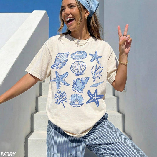 Comfort Colors Seashell Shirt, Beach Shirt