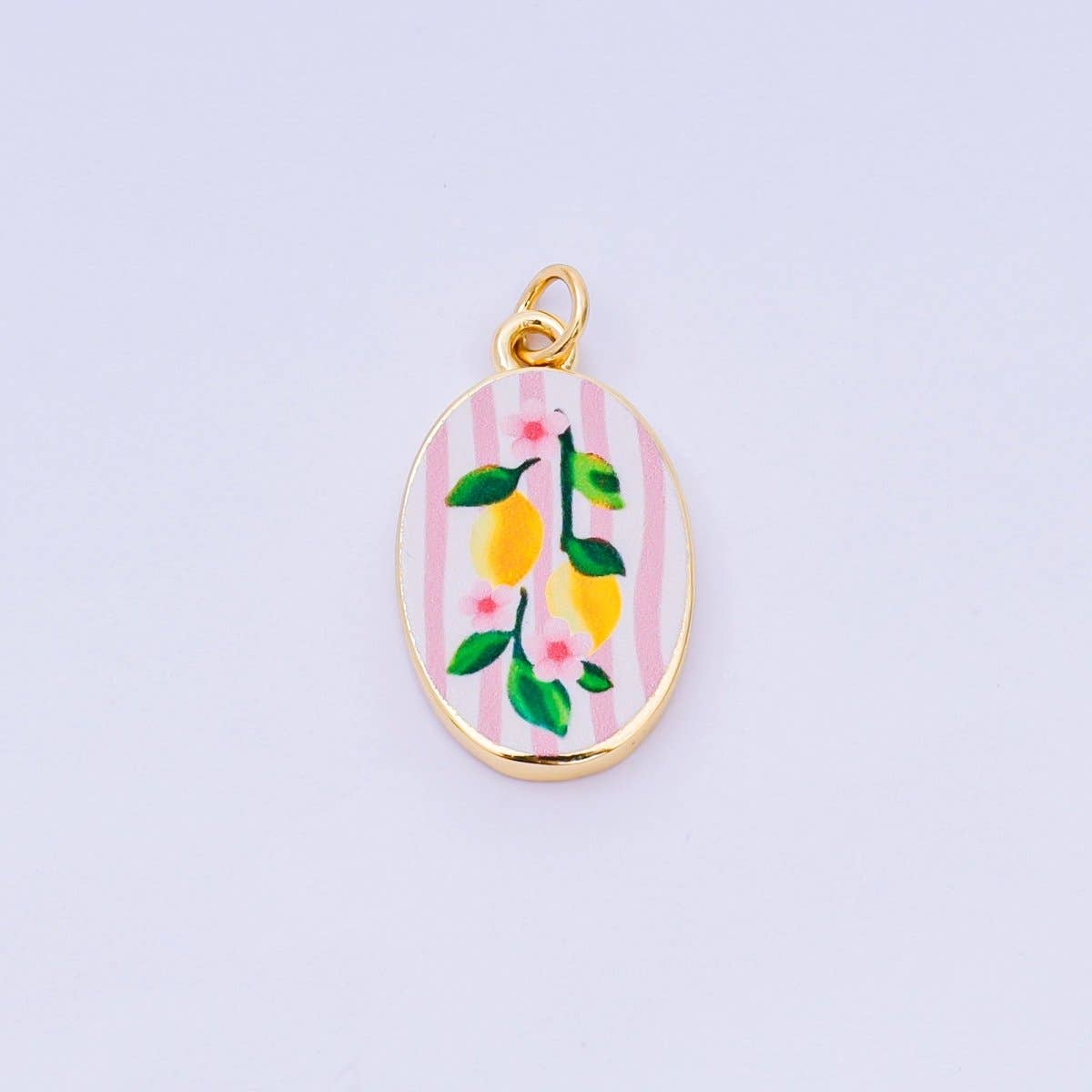 24K Gold Filled 23mm Enamel Art Oval Spring/Summer