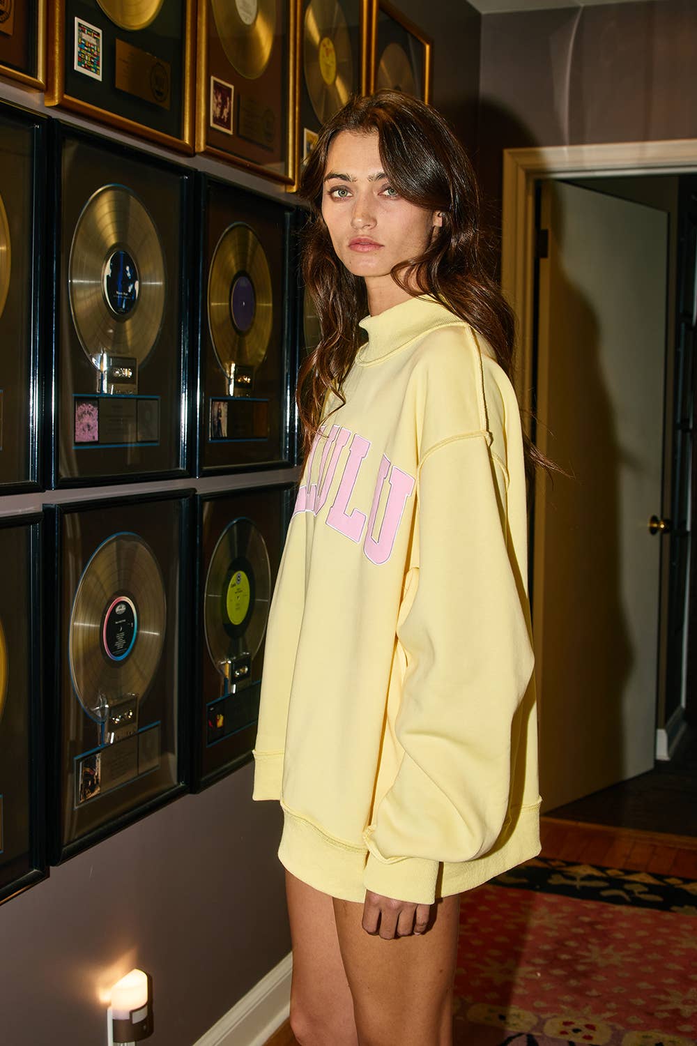DELULU Embroidered Mock Neck Sweatshirt