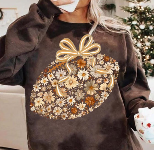 Floral Fall Football Graphic Tee-Shirt