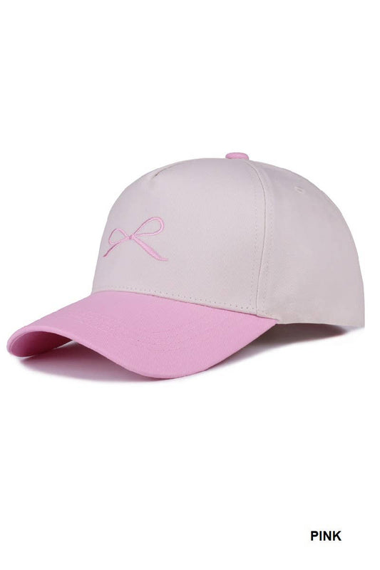 Coquette Bow Two Tone Canvas Cotton Cap