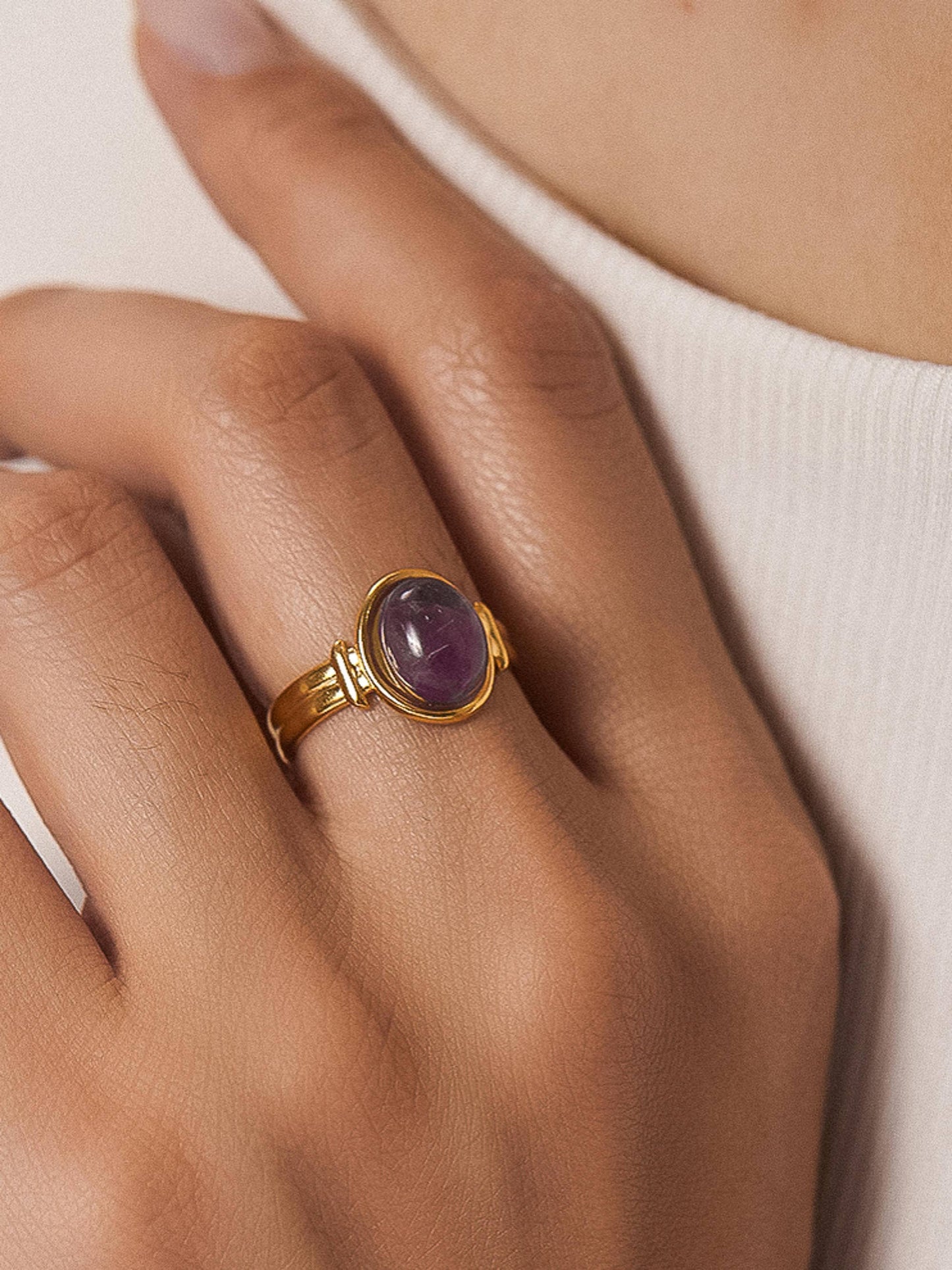 Purple Stone Adjustable Ring 18k non tarnish