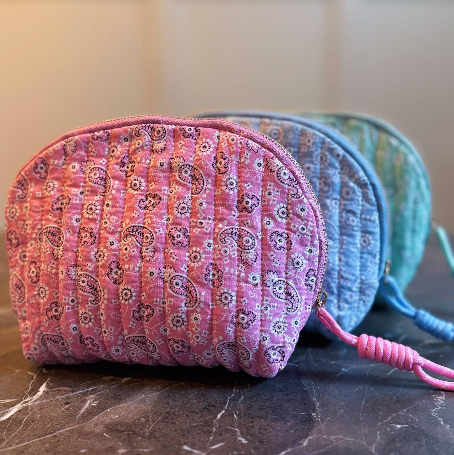 Quilted Paisley Cosmetic Case Soft Curve.