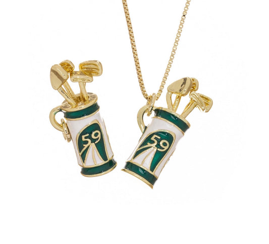 Gold Golf Club Set Charm