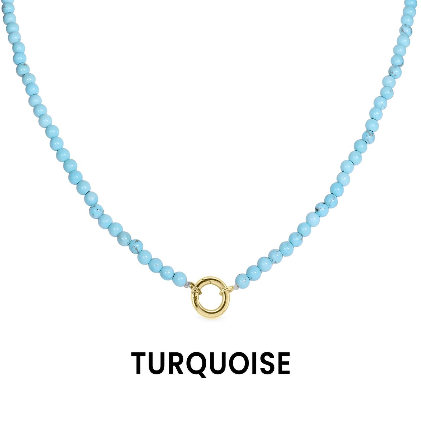 Semi Precious Natural Stone Charm Keeper Necklace