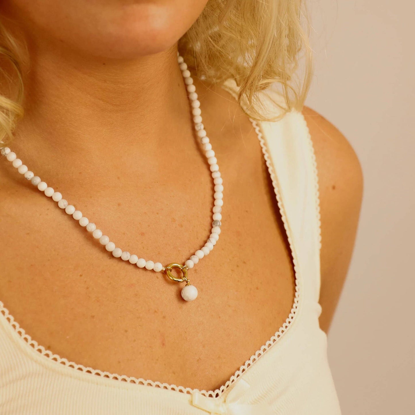Semi Precious Natural Stone Charm Keeper Necklace