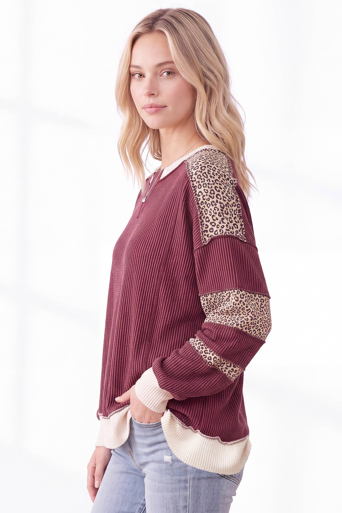 Leopard Print ribbed Sweatshirt