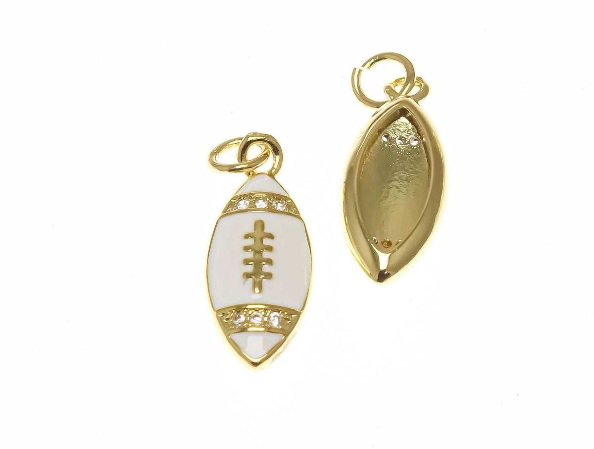 Football Charm 18k White CZ