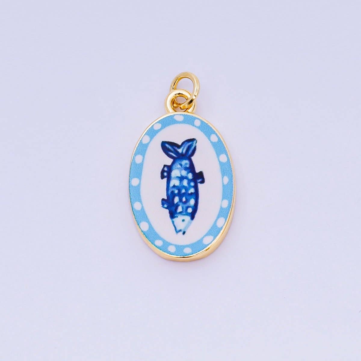 24K Gold Filled 23mm Enamel Art Oval Spring/Summer