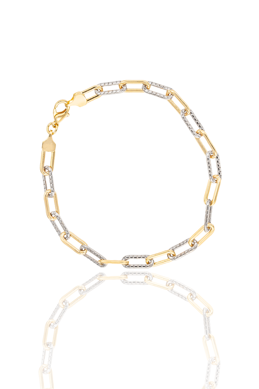 Two Tone Textured Paperclip Bracelet