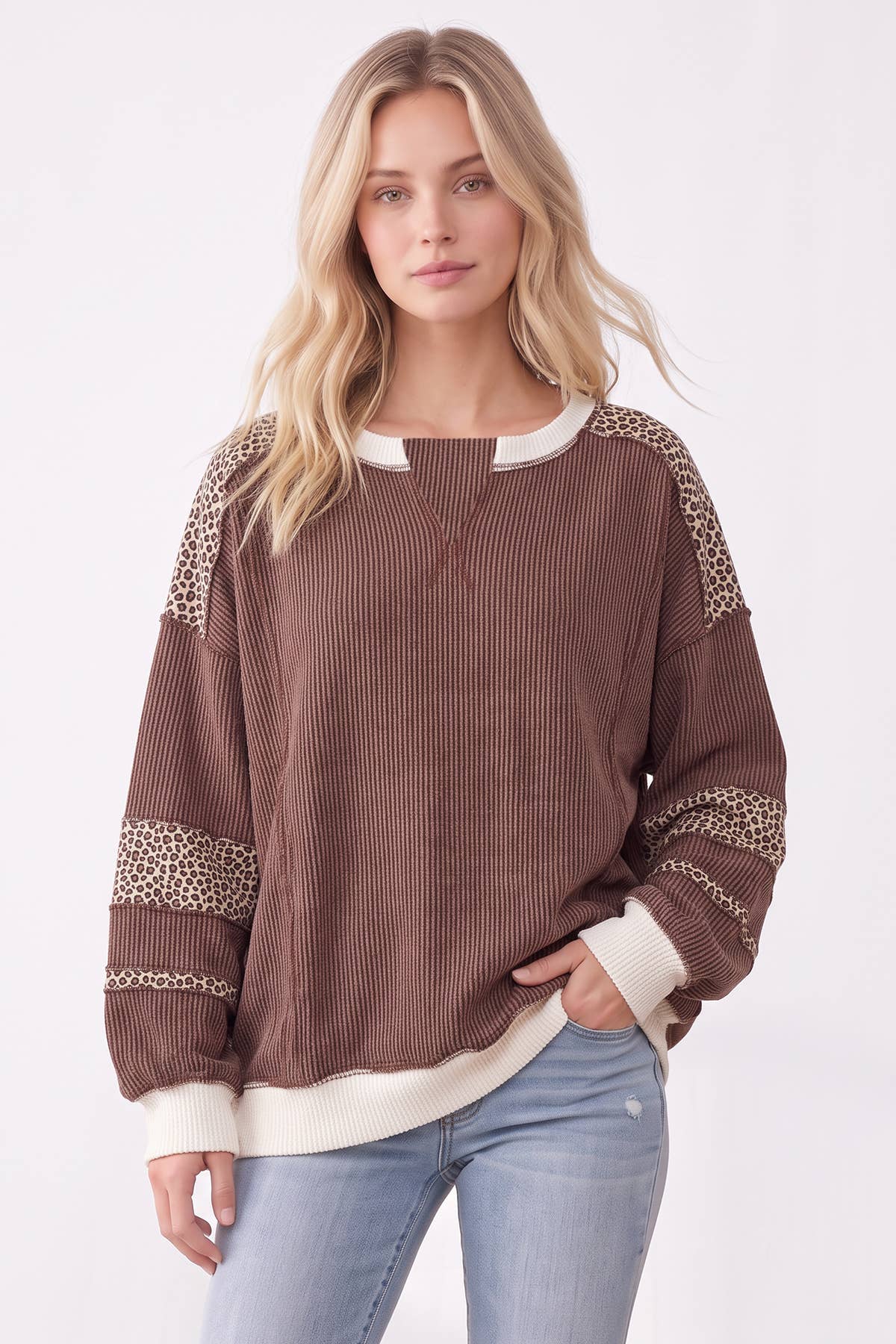 Leopard Print ribbed Sweatshirt