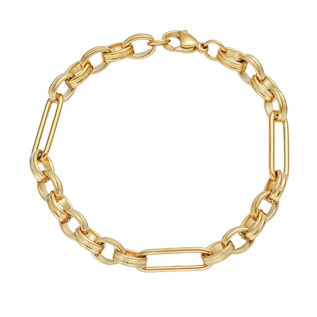 Tarnish Resistant 18k Gold Plated Paperclip Chain Bracelet