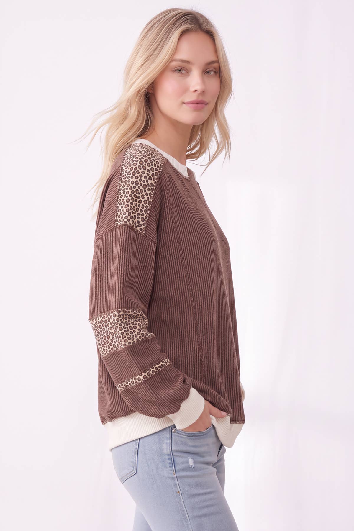 Leopard Print ribbed Sweatshirt