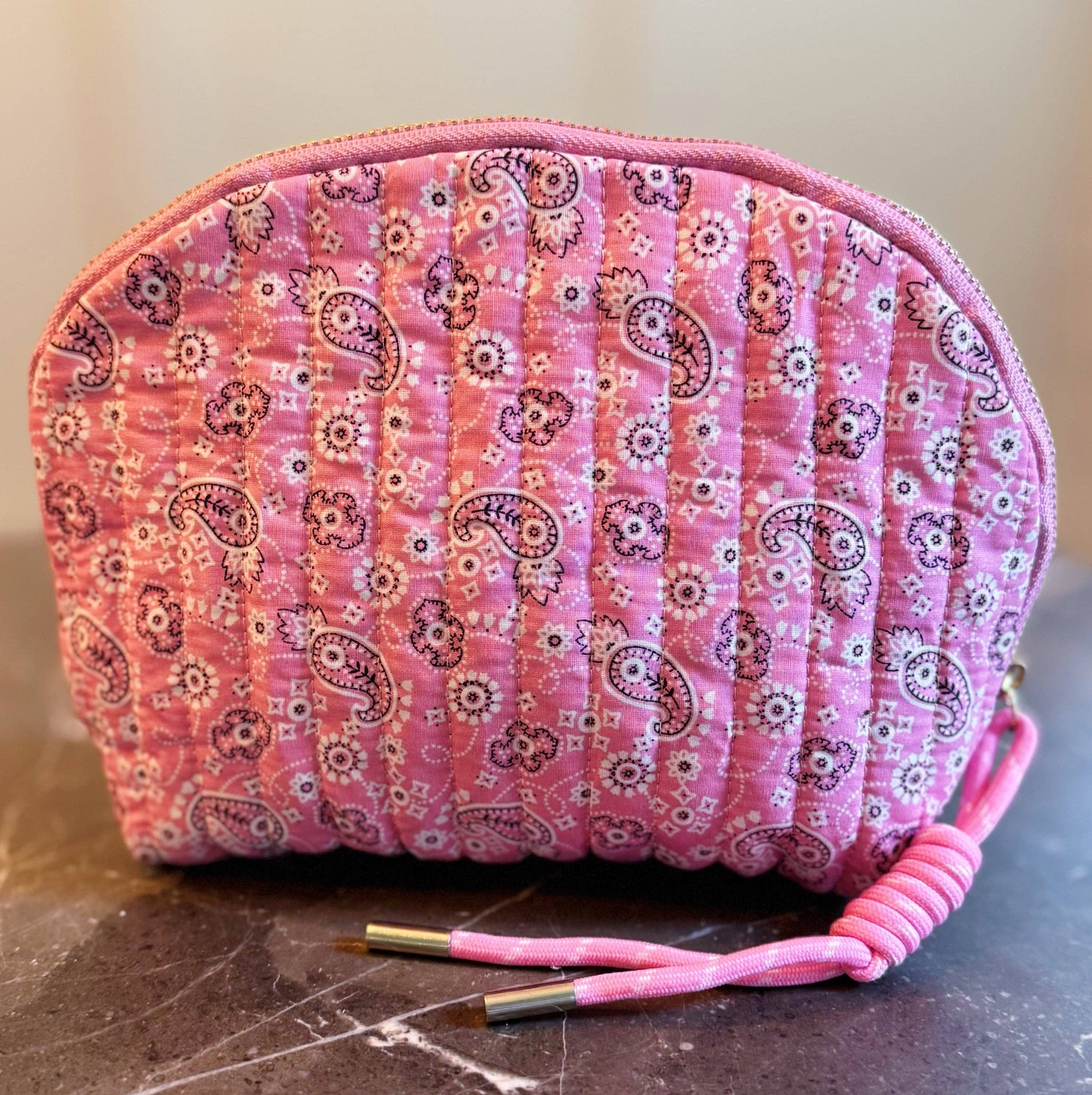 Quilted Paisley Cosmetic Case Soft Curve.