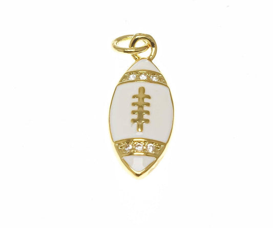 Football Charm 18k White CZ
