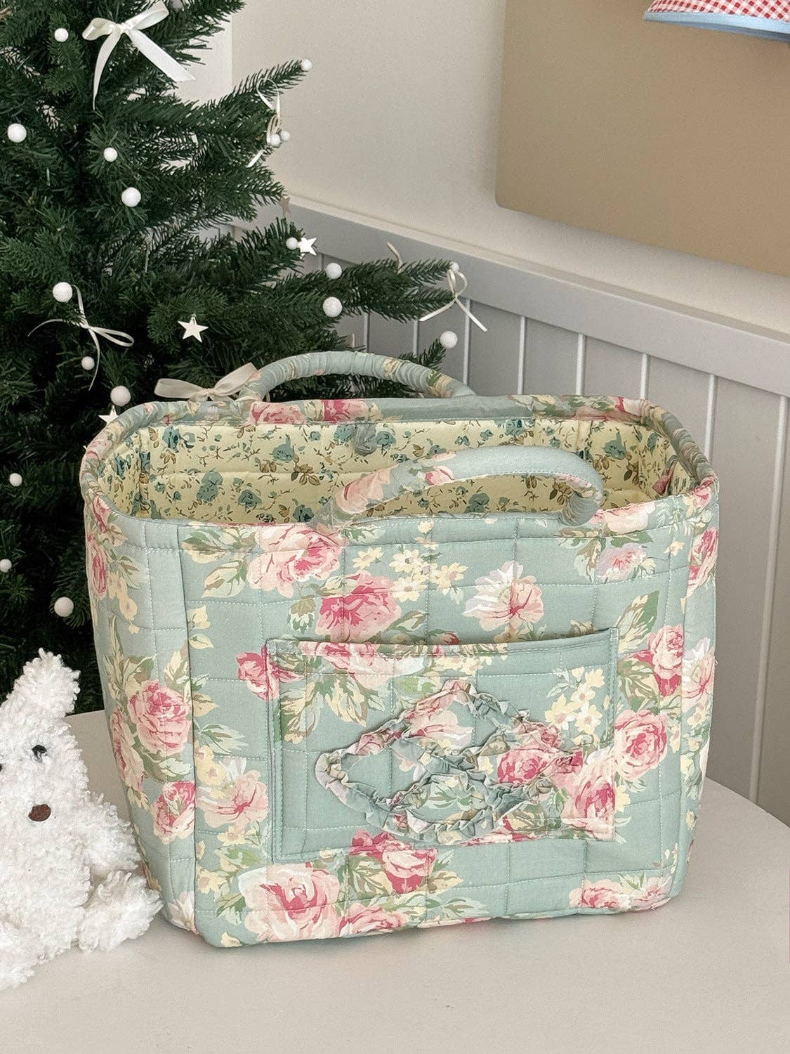 Quilted Floral large Soft Side Storage Tote