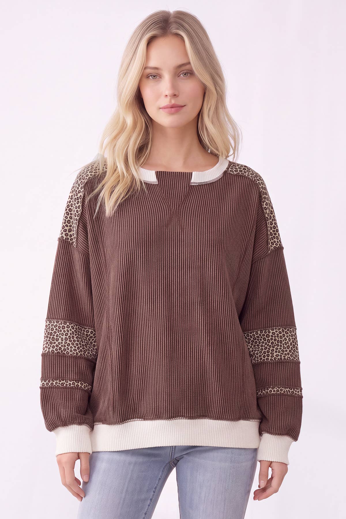 Leopard Print ribbed Sweatshirt