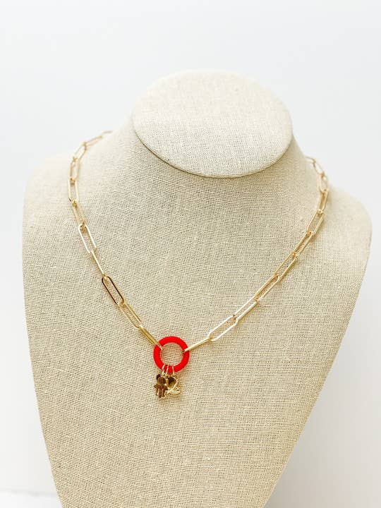 Gold Paperclip Silicone Ring Charm Necklace