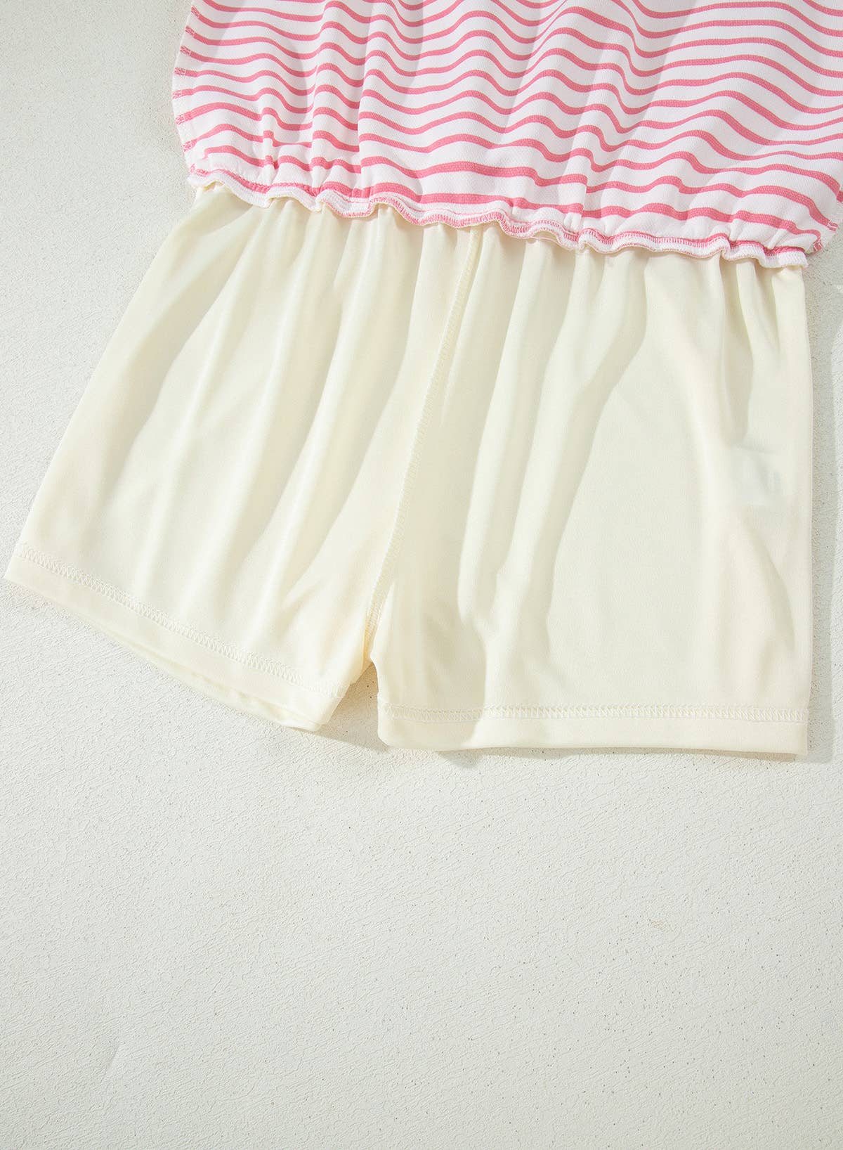 Pink Stripe Drawstring Elastic Waist 2pcs Skort Set