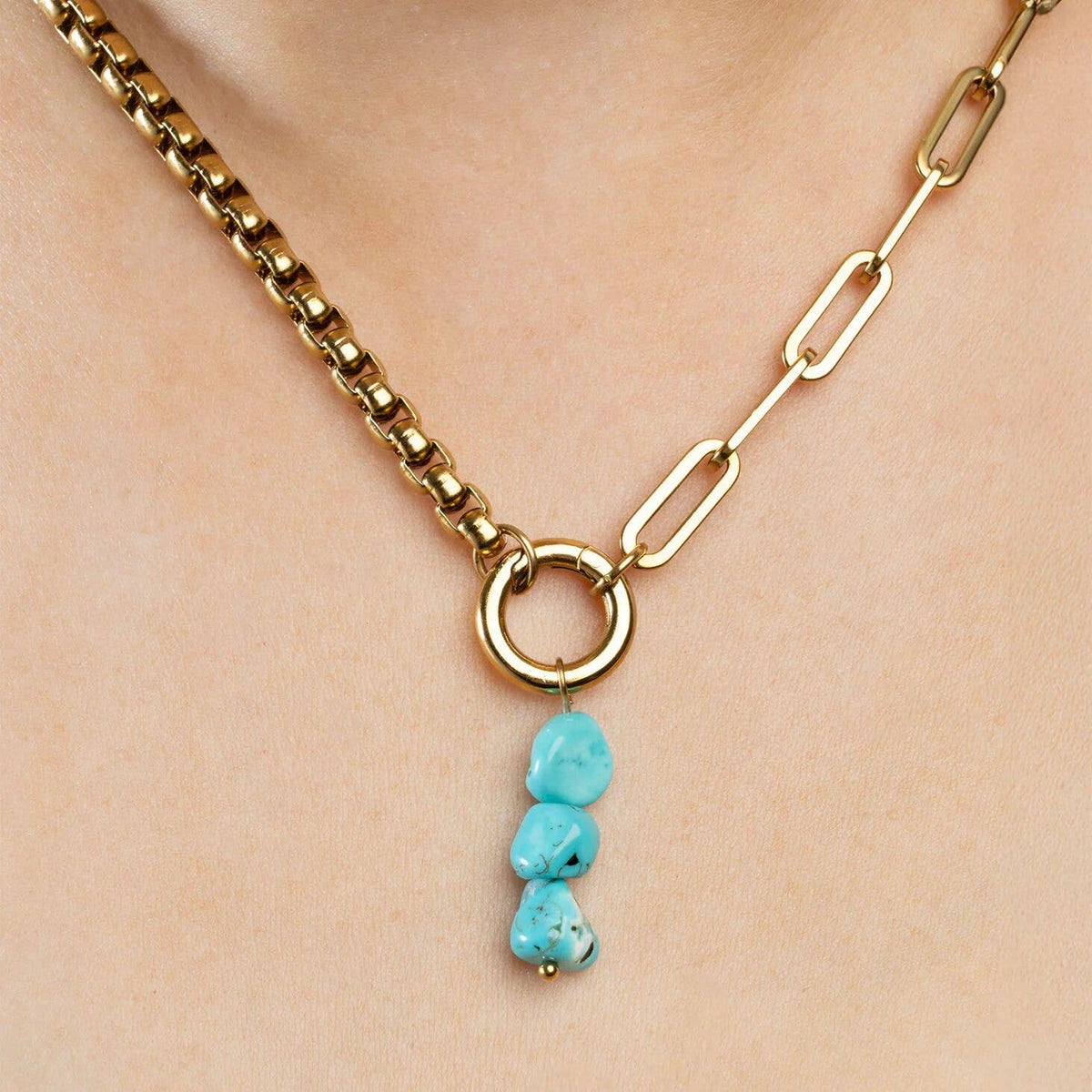 Triple Turquoise Stone Charm
