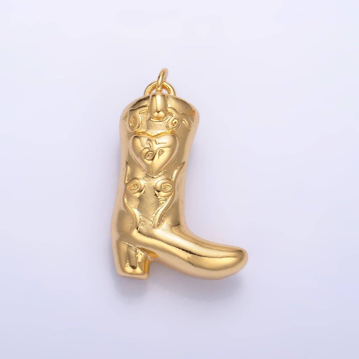24K Gold Filled Heart Cowboy Boots Charm