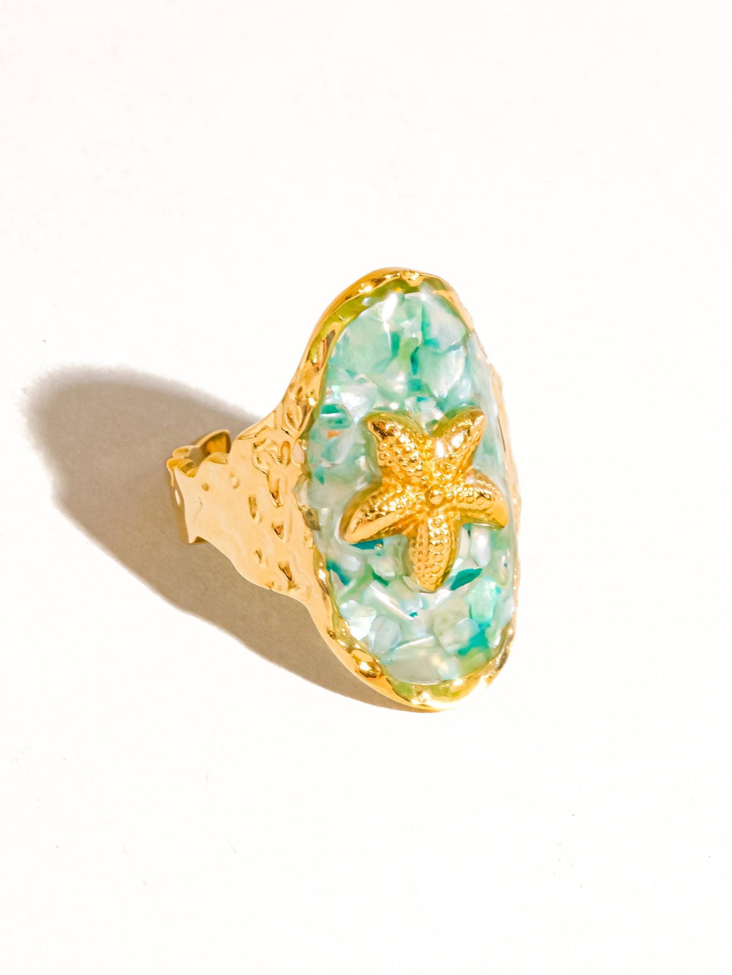 18K Gold Non-Tarnish Starfish Ring