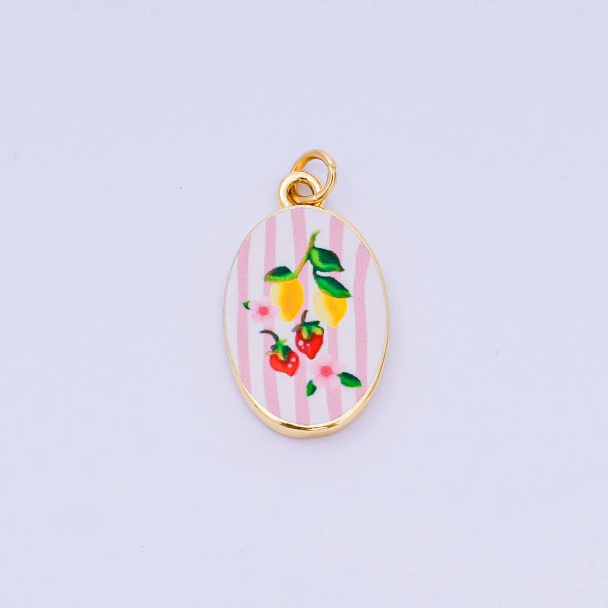 24K Gold Filled 23mm Enamel Art Oval Spring/Summer