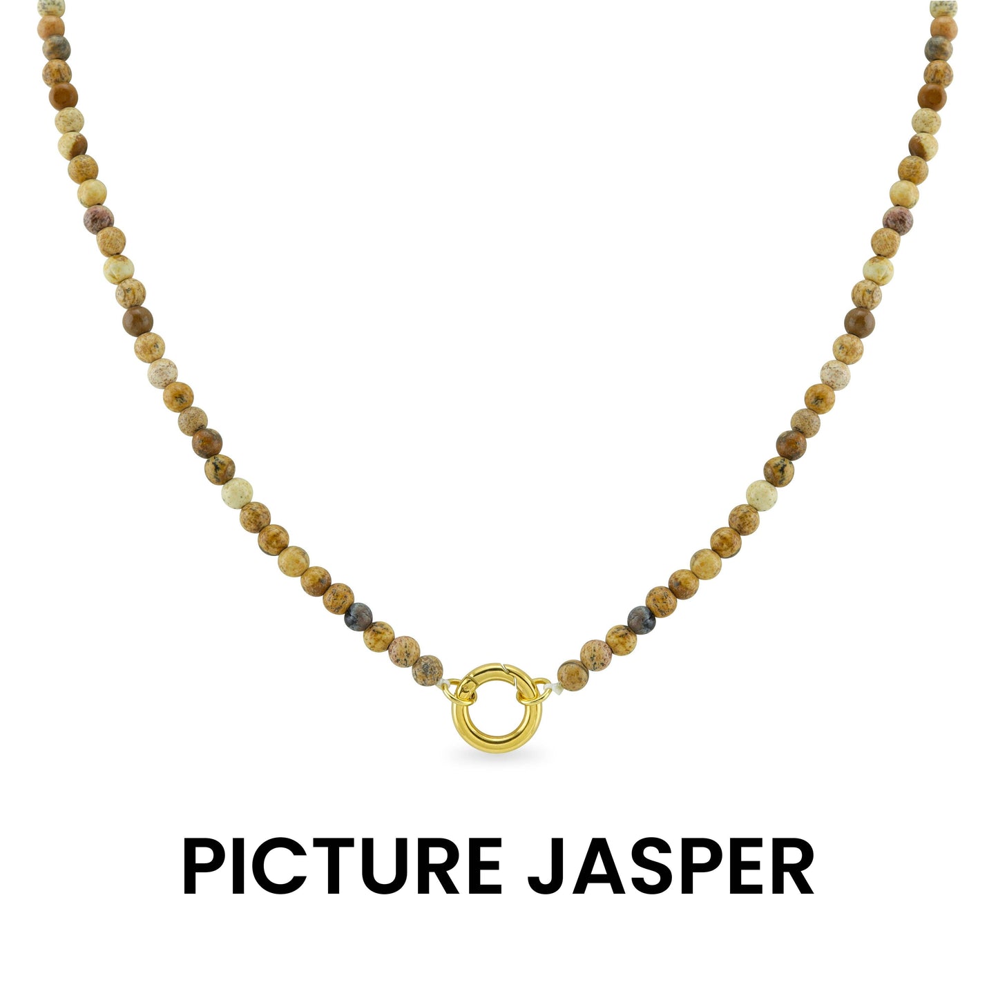 Semi Precious Natural Stone Charm Keeper Necklace