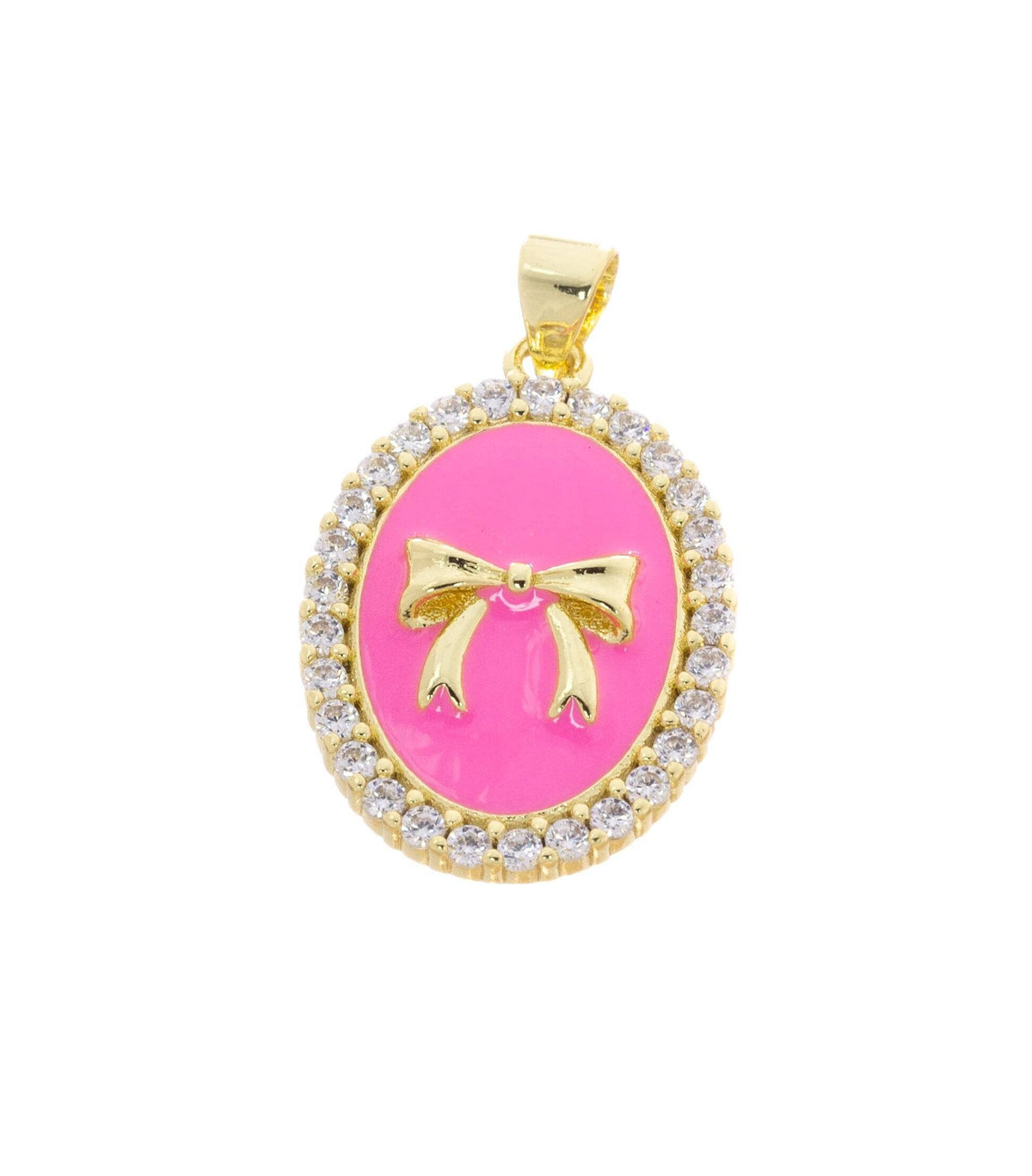 Pink and Gold Ribbon Bow Tie Charm
