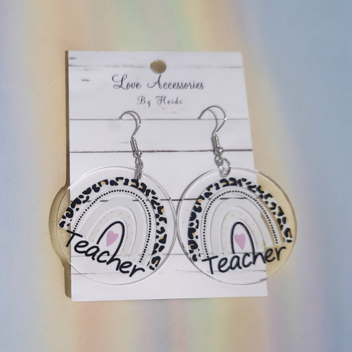 Leopard Rainbow Teacher Dangle Earrings