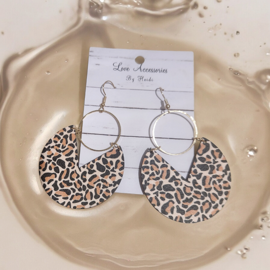 Leopard Print Geometric Dangle Earrings