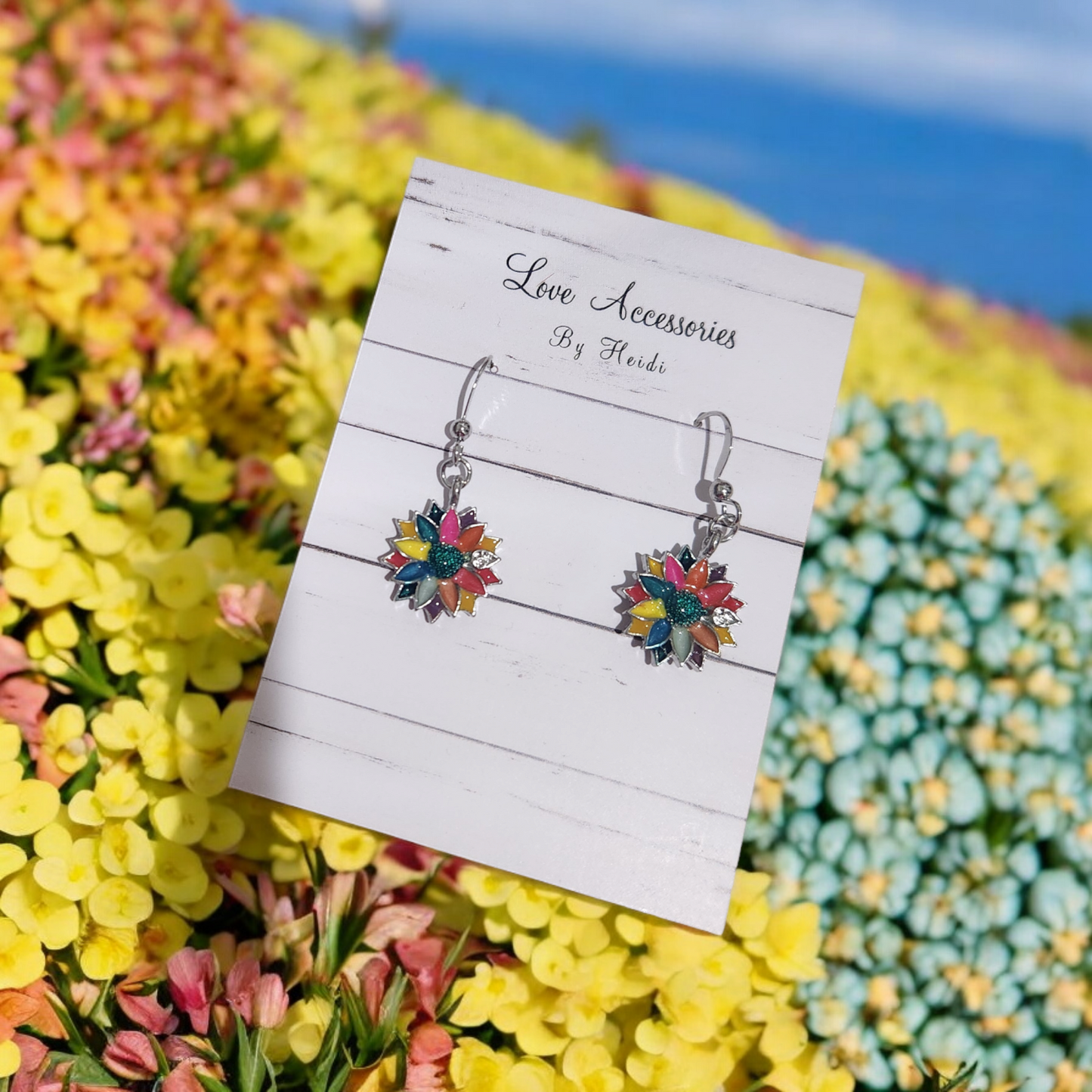 Multi-Colored flower patch work dangles