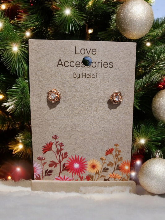 Rose Gold cz Stud Earrings