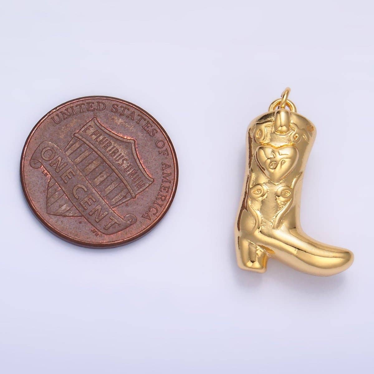 24K Gold Filled Heart Cowboy Boots Charm