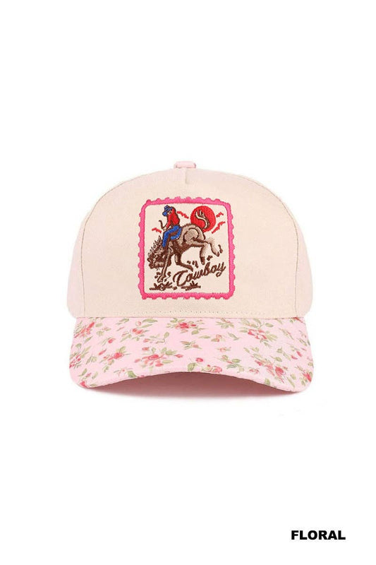 Cowboy Horse Floral Cotton Hat